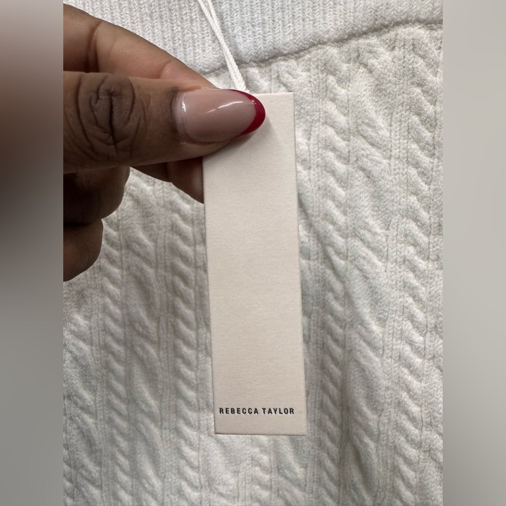 NWT Rebecca Taylor White Cable Knit Midi skirt in chalk white size Large - Picture 3 of 9